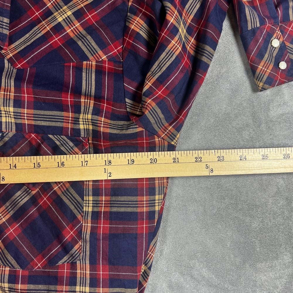 Vintage Wrangler Mens Size M Plaid Long Sleeve Pearl‎ Snap Button Western Shirt - Picture 12 of 12